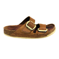 Womens 7 38 Narrow Birkenstock Arizona Big Buckle Cognac Brown Leather Sandals