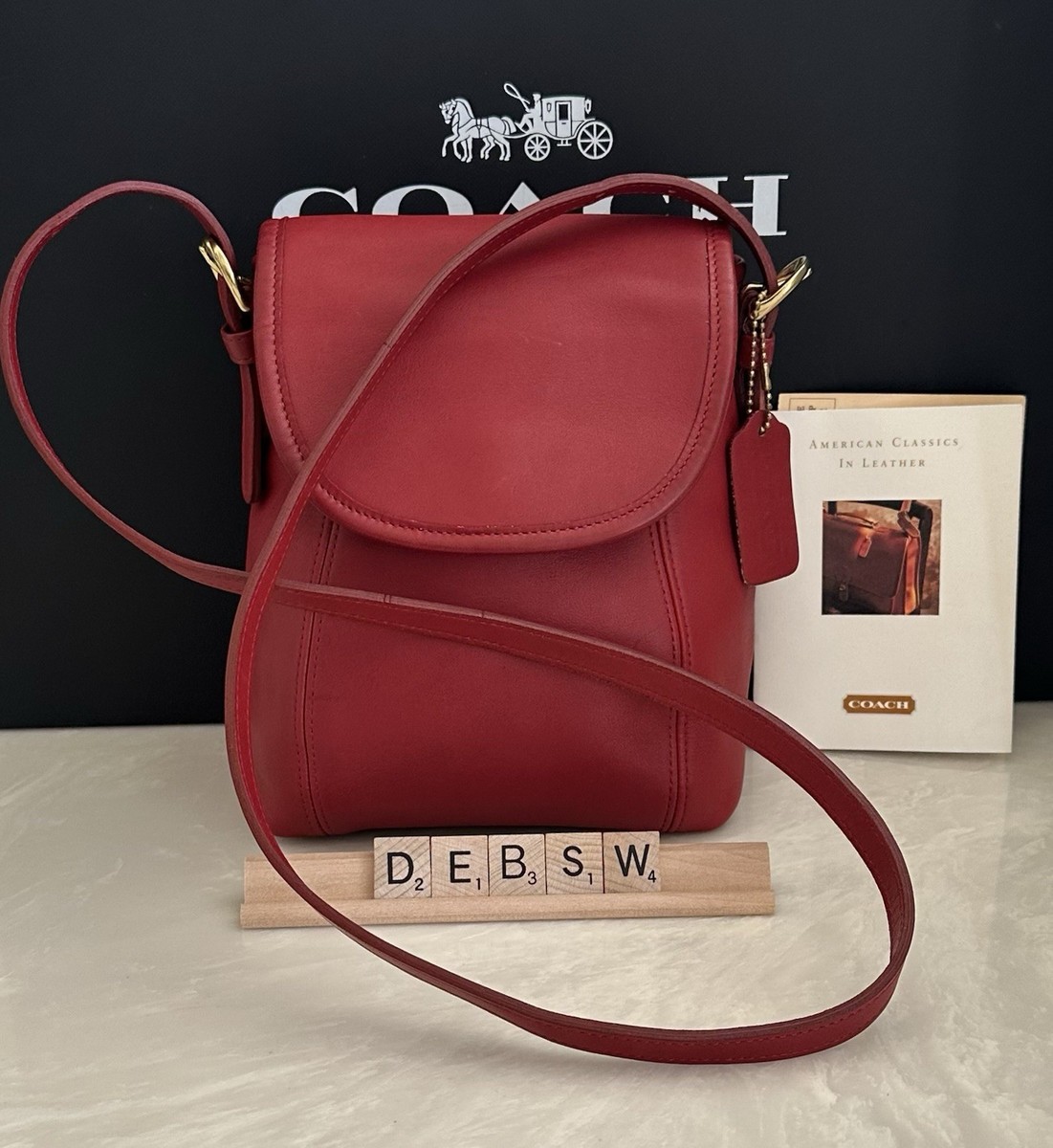 COACH VINTAGE SOH0 SMALL SATCHEL FLAP RED BRASS 4108 | eBay