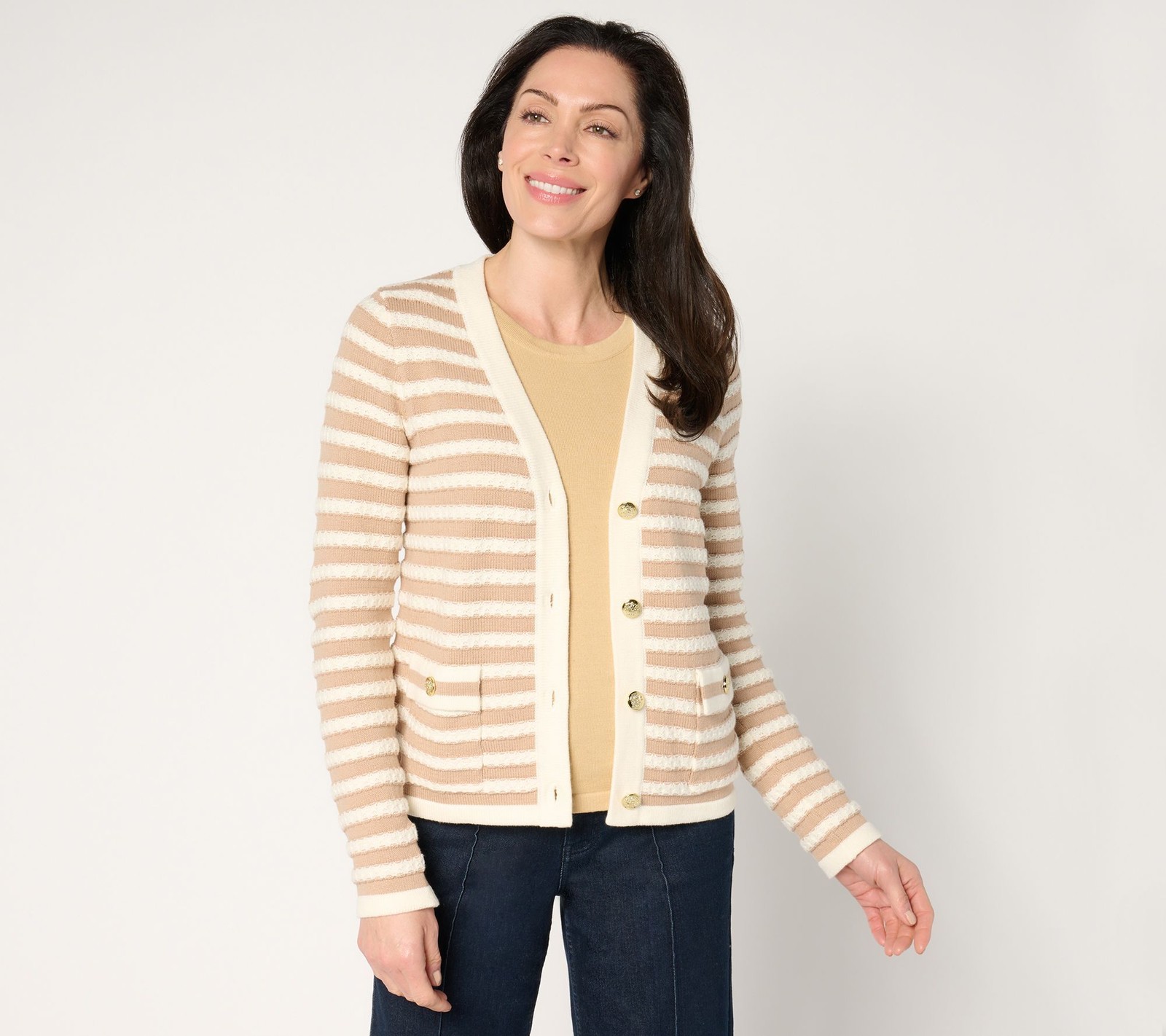 Isaac Mizrahi Live! Women's Top Sweater Sz M Striped Multi-colored A676084