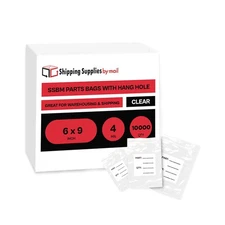10000 Clear 4 Mil Reclosable Plastic Hang Hole Poly Bags 6 x 9" with White Block