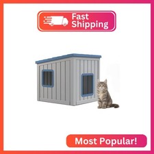 VIXZEN Outdoor Cat House Weatherproof, Premium Resin Cat Shelter with Wood-Like