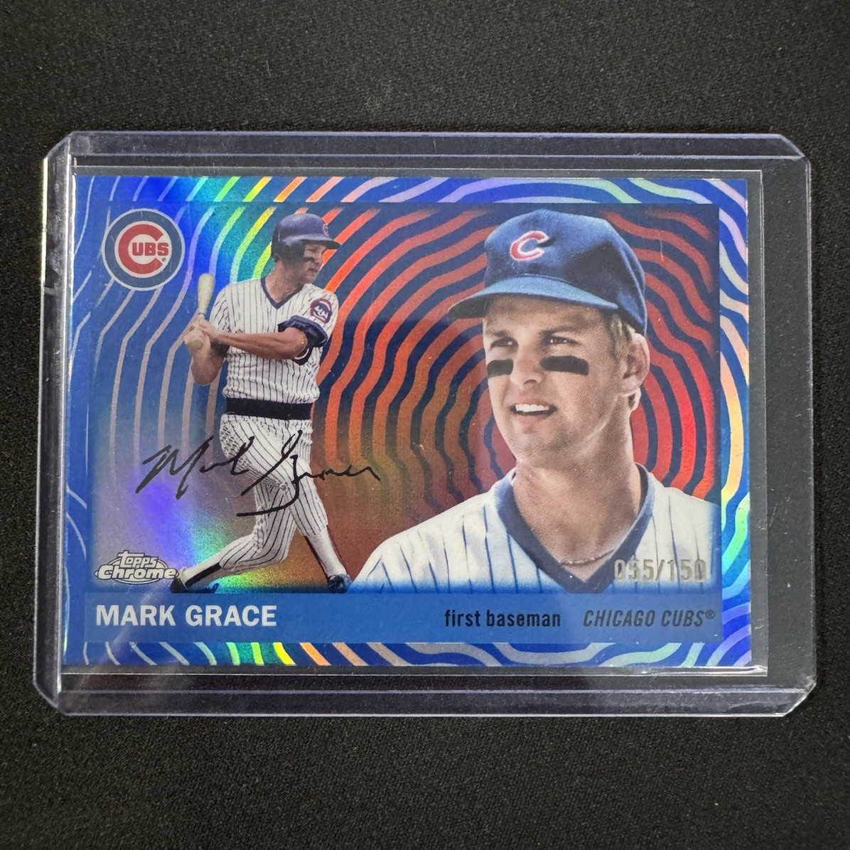 2025 Topps Chrome Platinum Mark Grace Blue Wave /150