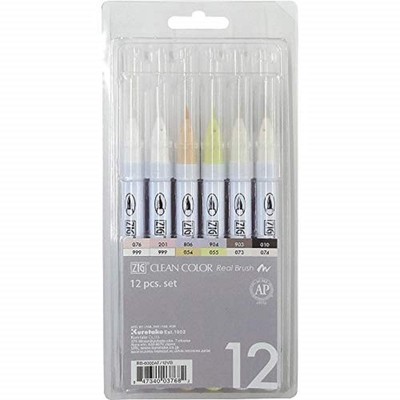 ZIG CLEAN COLOR Real Brush Neutral & Natural Tones 12 Colors set, AP-Certifie...