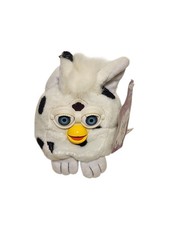 1999 Tiger Furby Buddies 'Good Light' White Black Soft Plush Beanie Toy W/Tag 4"