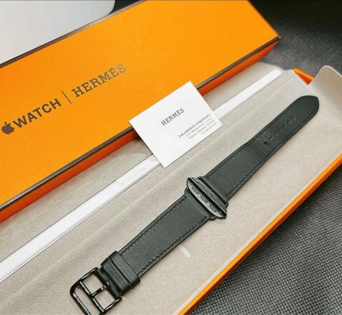 Hermes Apple Watch Armband 38 40 41 42mm Schwarz Simple Tour Lederarmband