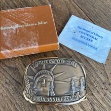 Vintage 100th Anniversary Statue Of Liberty Belt Buckle w/ BOX and COA Bronze