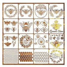 Bee Honeycomb Stencil, Reusable Bee Stencils for Painting on Wood Signs 16bee