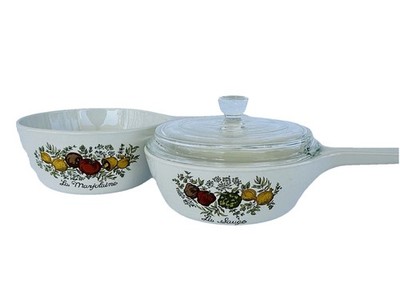 Vintage Corning Ware Spice Of Life Set Of 2 Saucepans P-81-B & P-82-B With Lid