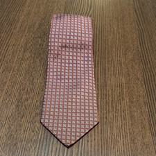 Brooks Brothers Men's Red Blue White Geometric Woven Silk Tie made in USA