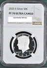2025-S Silver Proof Kennedy Half Dollar 50c 50 Cents .999 - NGC PF70 Ultra Cameo