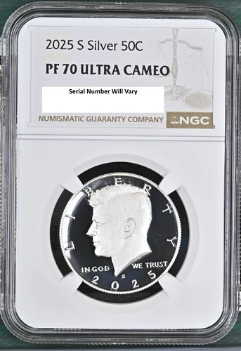 2025-S Silver Proof Kennedy Half Dollar 50c 50 Cents .999 - NGC PF70 Ultra Cameo