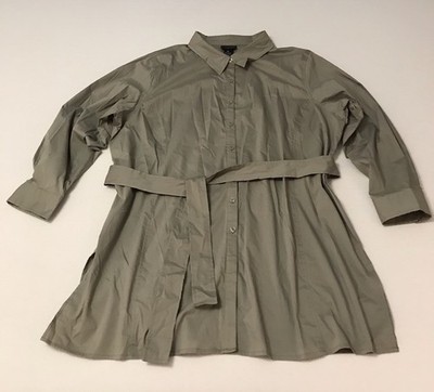 Dialogue Button Tunic Top Shirt Sz 3X Belt St Patricks Sage Green Boho Lagenlook
