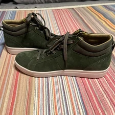 Vionic Rosemont Olive Green Suede Leather Zip Up High Top Sneakers - US 9