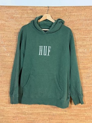 Men s Huf Worldwide Green Pullover Hooded Sweatshirt Size XL