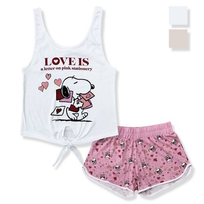 Ladies Snoopy Summer Cotton Short Pyjamas Top And Shorts 6186