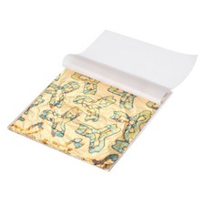 50 Pcs Gold Leaf Sheet with Pattern 5.5"x5.5" for Craft,3 Leaf Flowers