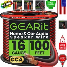 Durable 100 Feet 16G Transparent Black/Red Speaker Wire - Flexible DIY Install