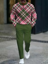 Men's Outfit 2 Piece Set Shirt Pants Suit PLUS SIZE BIG 4XL