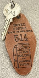 1930-1950 Hotel Morton Grand Rapids Michigan Hotel Room Key #544 Fob