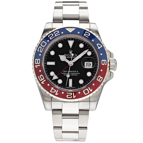 Rolex GMT Master II 40mm White Gold Black Dial Pepsi Bezel Men...