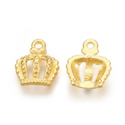 10 x Tibetisches Gold 3D Krone Prinzessin Königin Anhänger Charms Schmuckherstellung