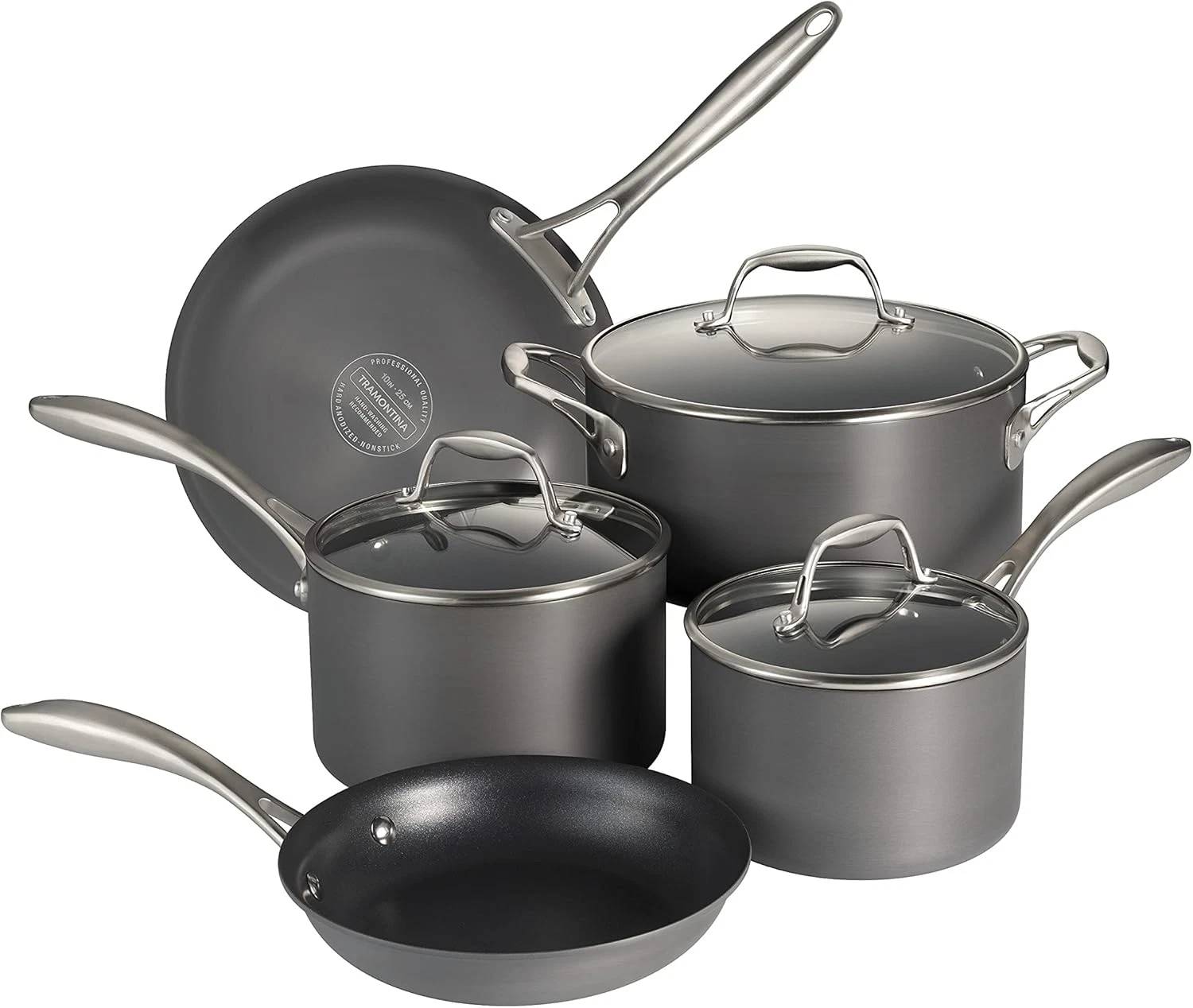 Onyxpro 8-Piece Hard Anodized Non-Stick Cookware Set with Glass Lids
