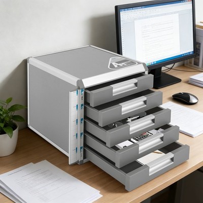 Aluminum Alloy File Organizer Lockable Drawer Organizer Desktop Drawer Organizer
