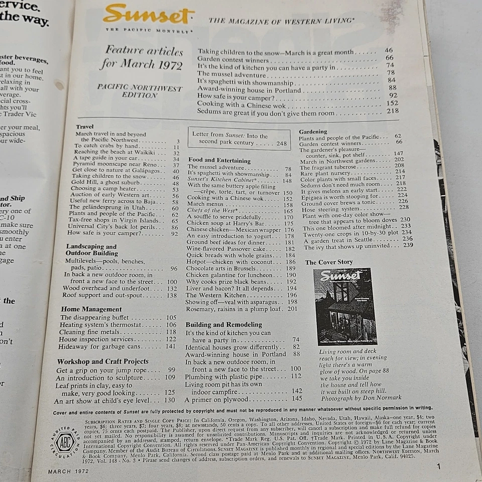 Sunset Magazine The Magazine Of Western Living March 1972 - Image 3 of 3