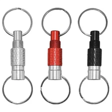 1-5x Quick Release Detachable Pull Apart Keychain Silver Dual Key Ring Snap Lock