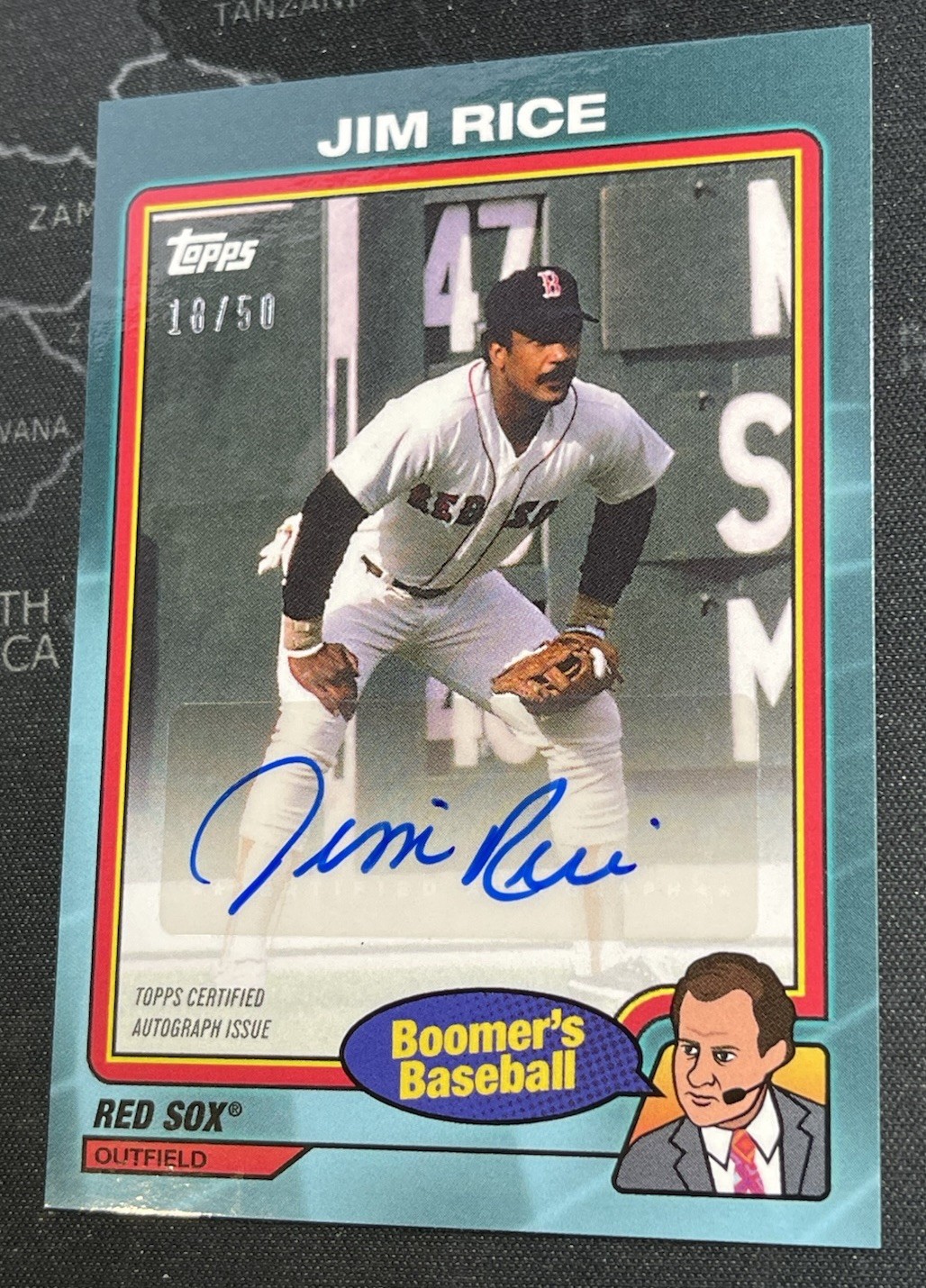 Jim Rice 2024 TOPPS X CHRIS BERMAN: BOOMER'S BB Teal Auto #38A  18/50