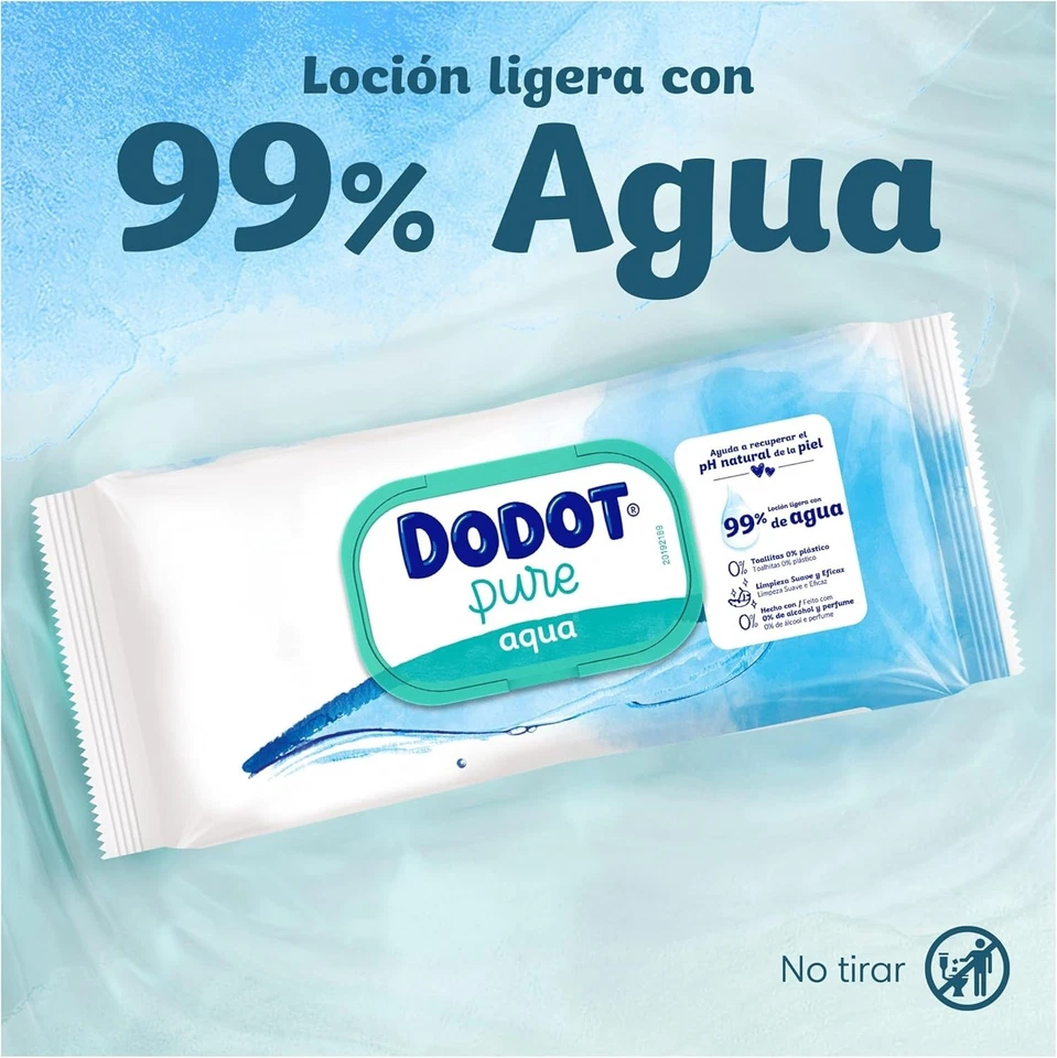 Dodot Toallitas Pure Aqua Para Bebé, 864 Toallitas (18 Packs de 48 Unidades), Ay - Imagen 2 de 4
