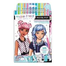Pastel Pop Fashion Design Kit For Kids 105 Stickers Stencils Sketchbook