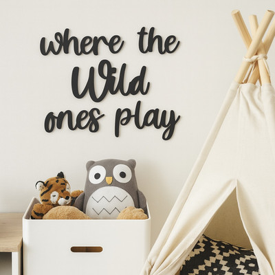 Where The Wild Ones Play Script Schild Schlafzimmer Haus Tür Wanddeko schwarz Aufkleber