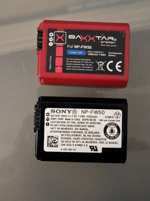 2 x Sony NP-FW50 Akkus für A7 Sii S2 Rii R2, Original, Baxxtar