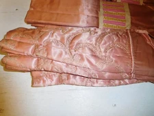 4 Vintage 1940's 7 x 3 foot Pink Satin Quilted & Lined Drapes