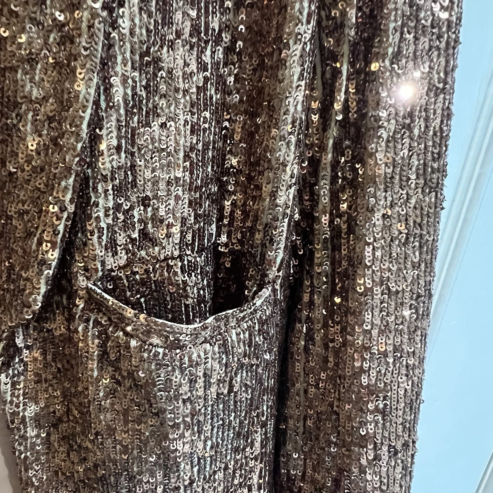 VERSACE Giacca blazer Gianni Bini paillettes oro foderato xs festa vacanze