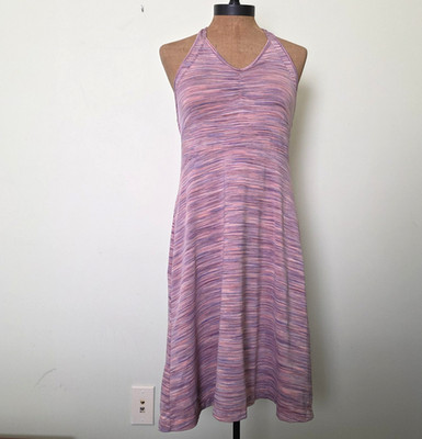 Merrell Dress Womens M Purple Striped Halter A-Line Sundress Knit Casual Travel