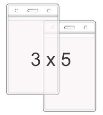 Waterproof Name Badge Holder Large Size, Fit 3"x5" Insert, 50 Pack , Vertica