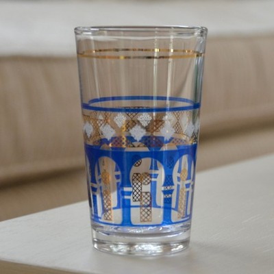 Vintage 6 CERVE DeValBor Blue Gold Tumbler Juice Glasses Barware Made Italy NOS