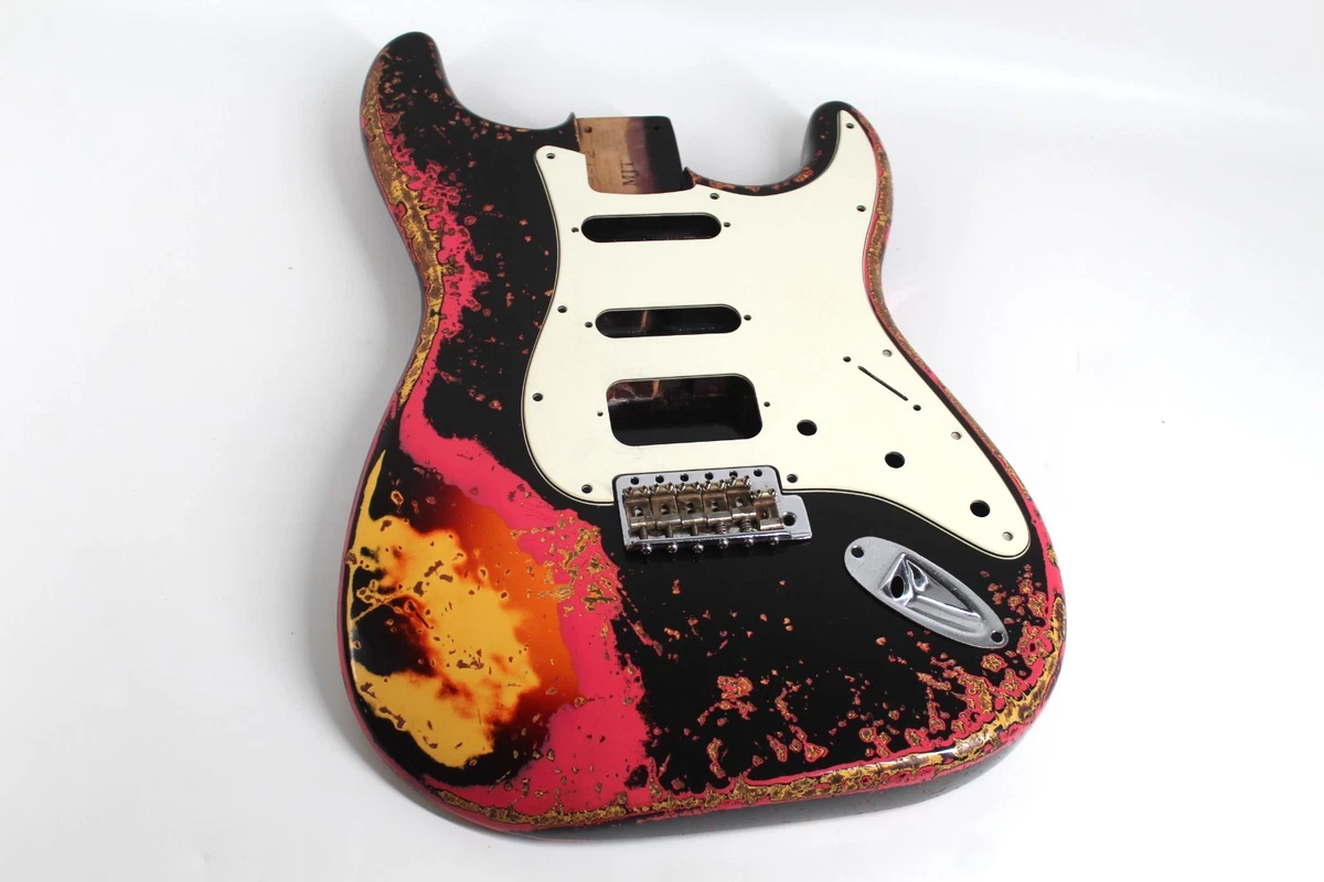 MJT OfficialCustom Vintage Aged Nitro Guitar Body MarkJenny VTS Black Pink Burst