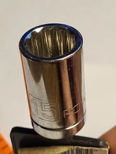 Powerbuilt 1/2 inch Drive Socket - 15mm - 12pt - CR-V NOS  #642013