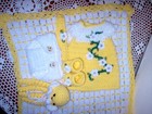 New, crochet 6 pc preemie/doll layette, yellow, easy on/off — photo 6