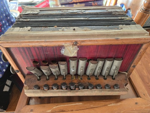 Antique Accordion Squeeze Box Excelsior Made in Germany Trademark E.F. Music Box - Picture 9 of 15