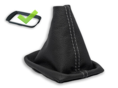 FOR VOLVO C30 S40 V50 GEAR SHIFT BOOT GAITER LEATHER STITCHING GRAY + FRAME