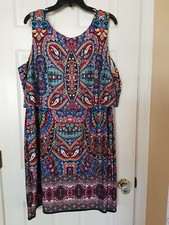 Zoe + Phoebe Womens Multi Color Sleeveless Dress Size  2X