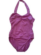 Mirella Womens Lavender Halter Leotard Sz M