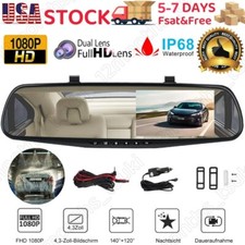 1080P HD Rearview Mirror Car DVR Dual Dash Cam Camera Front Rear Video Recorder