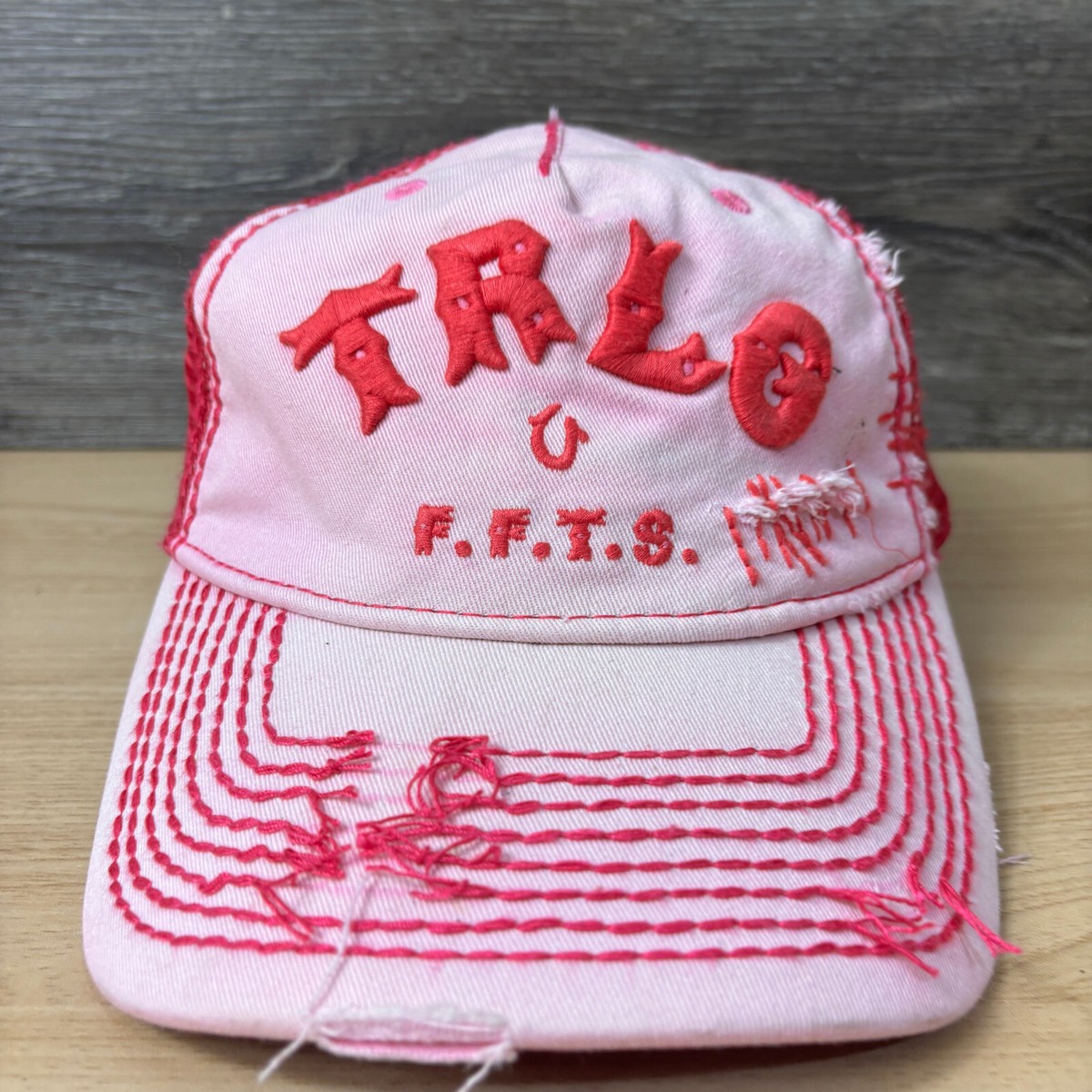 True Religion Hat Cap Strap Back Womens Pink Spell Out Distressed Baseball True Religion Hat Cap Strap Back Womens Pink Spell Out  main image 3