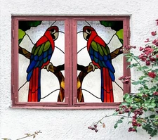 3D Blue Parrot A4666 Window Film Print Sticker Cling Stained Glass UV Zoe