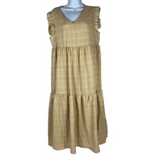 Shein Women's Beige Ruffled Sleeveless Maxi Dress Size Large